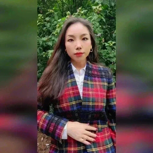 Blazer j crew Tartan Blazer  In Black Red Multi Plaid Pattern Christmas style  s - Picture 3 of 17